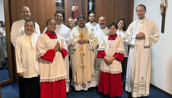Pe. Fernando alves de souza celebra o sétimo dia da novena de nossa senhora da esperança